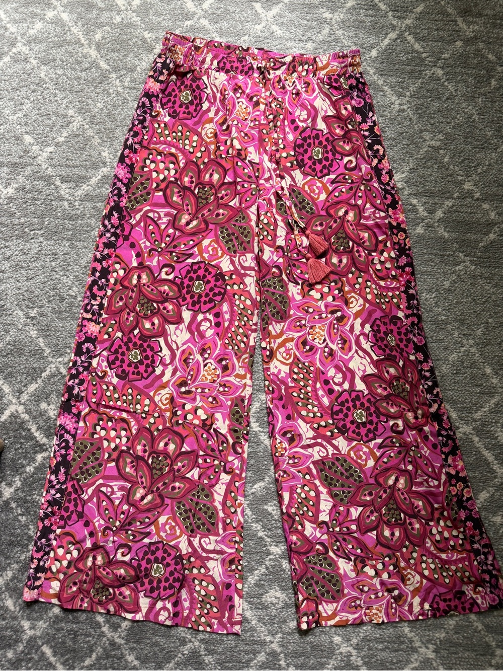 NWT Johnny Was Jade Dreams of Viva Silk Easy Pants Floral Wide Leg - Size medium